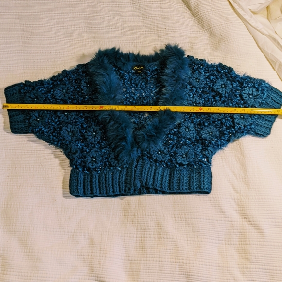 Cartise cropped cardigan with fox fur trim - Picture 8 of 8